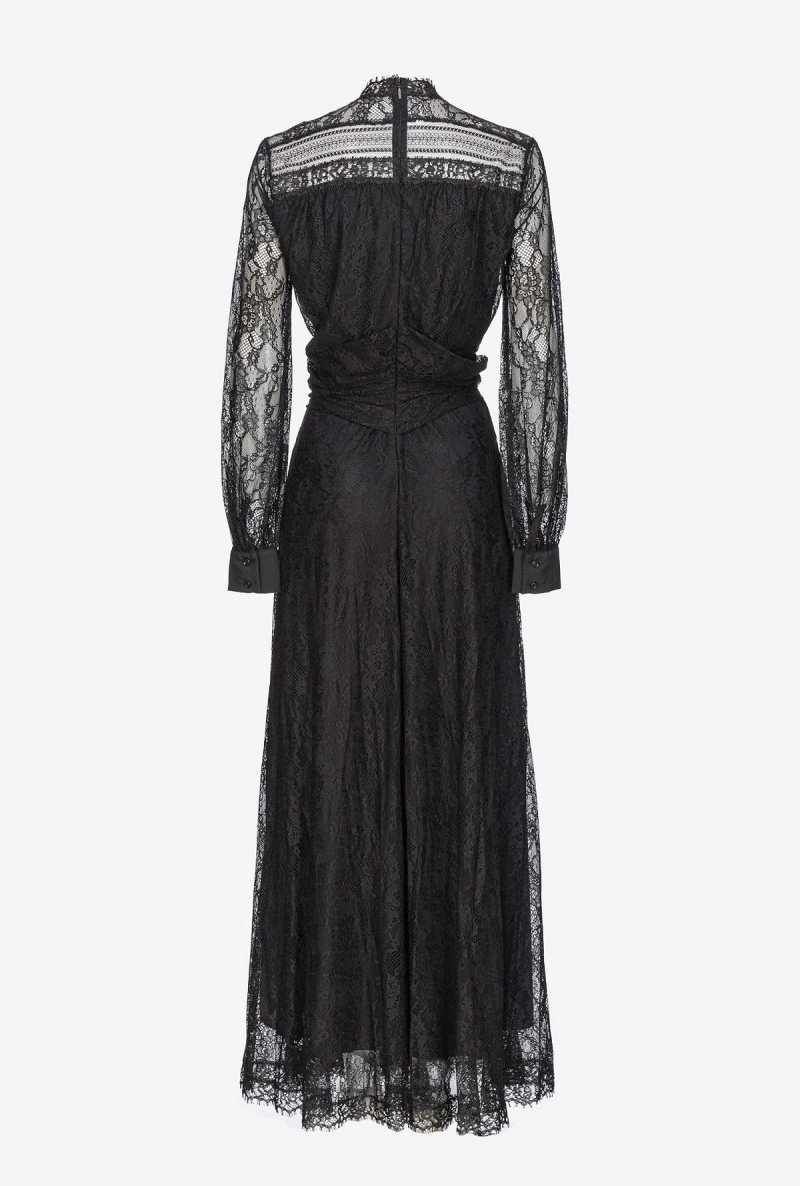LIMO BLACK Pinko Long stretch lace dress | TMYPQ63997