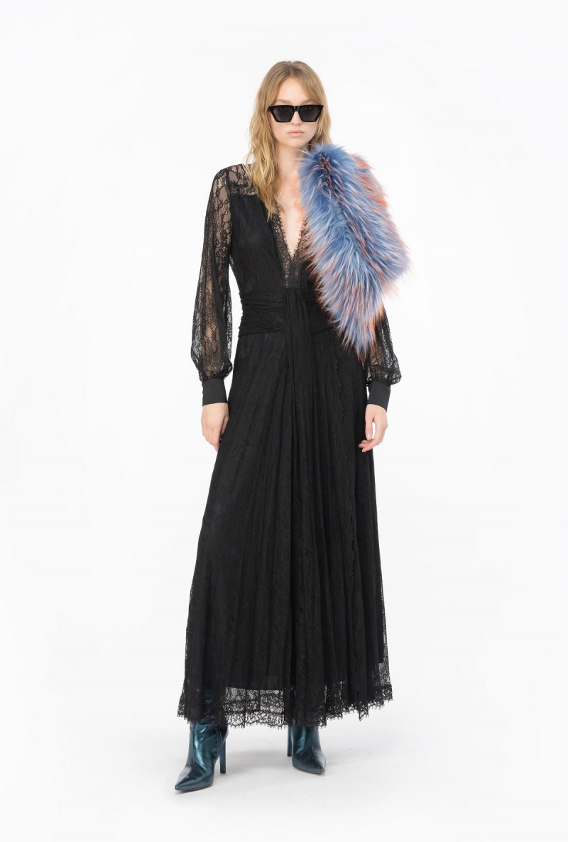 LIMO BLACK Pinko Long stretch lace dress | TMYPQ63997