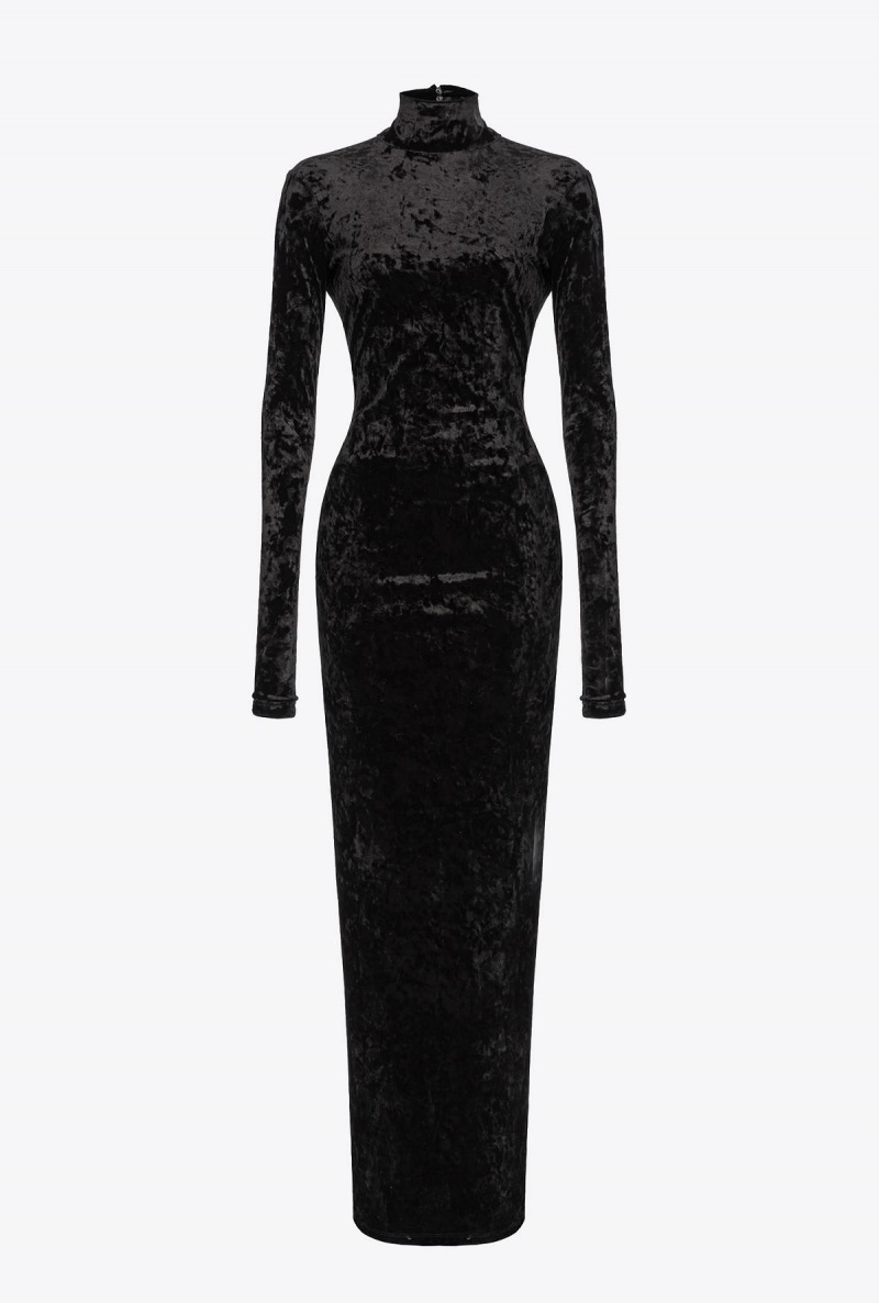 LIMO BLACK Pinko Long velvet dress with open back | SMYNY21852