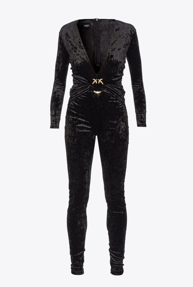 LIMO BLACK Pinko Long velvet jumpsuit | ZMYNQ59990