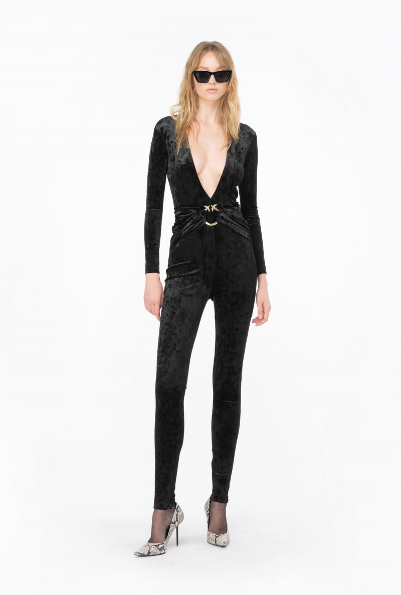 LIMO BLACK Pinko Long velvet jumpsuit | ZMYNQ59990