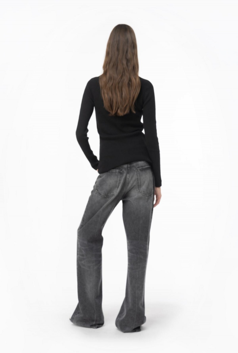 LIMO BLACK Pinko Long-sleeved rib-knit top | MYJVR37813
