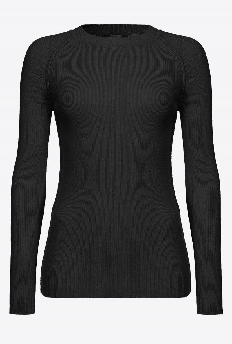 LIMO BLACK Pinko Long-sleeved rib-knit top | MYJVR37813