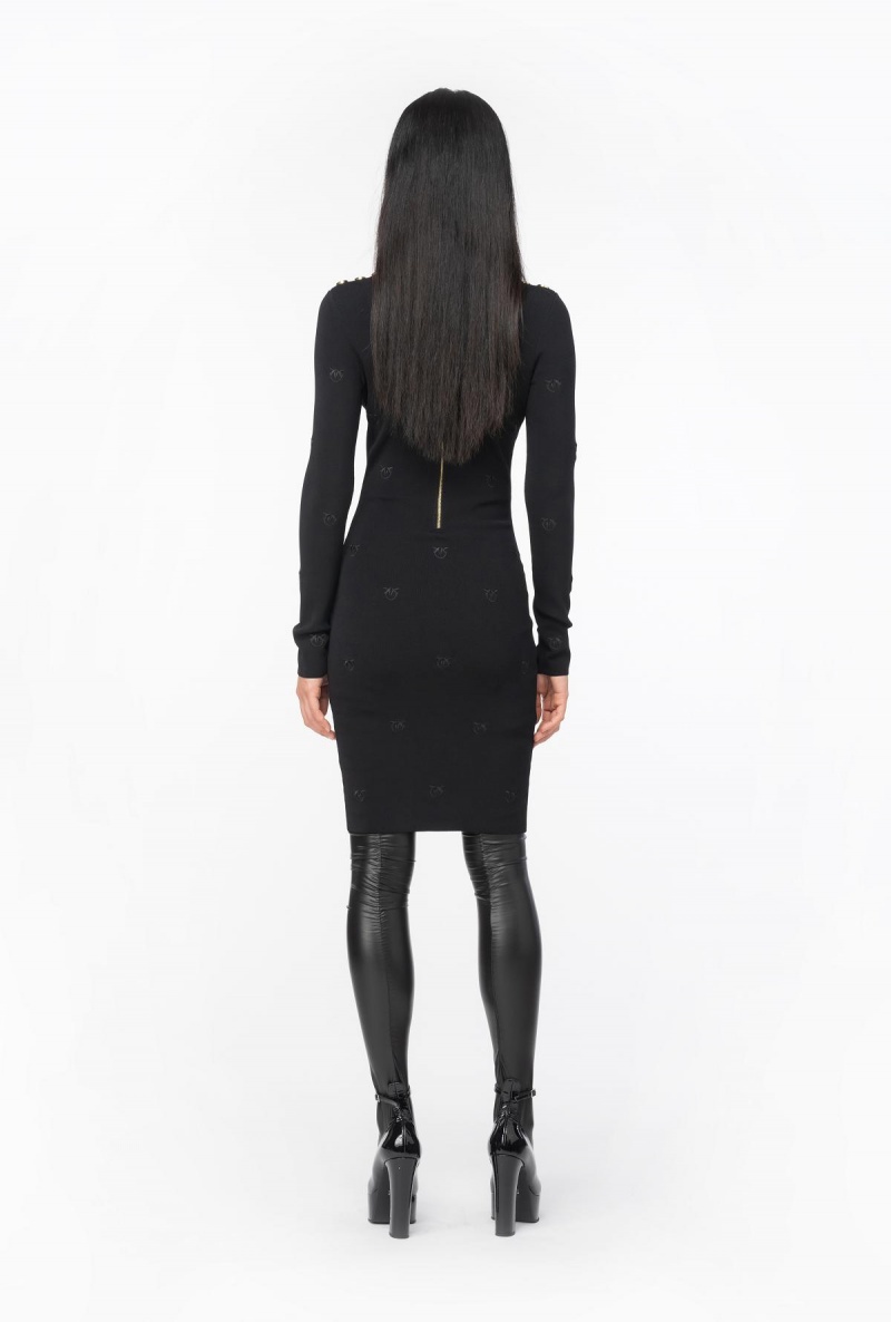 LIMO BLACK Pinko Love Birds jacquard dress | SMYVO66582