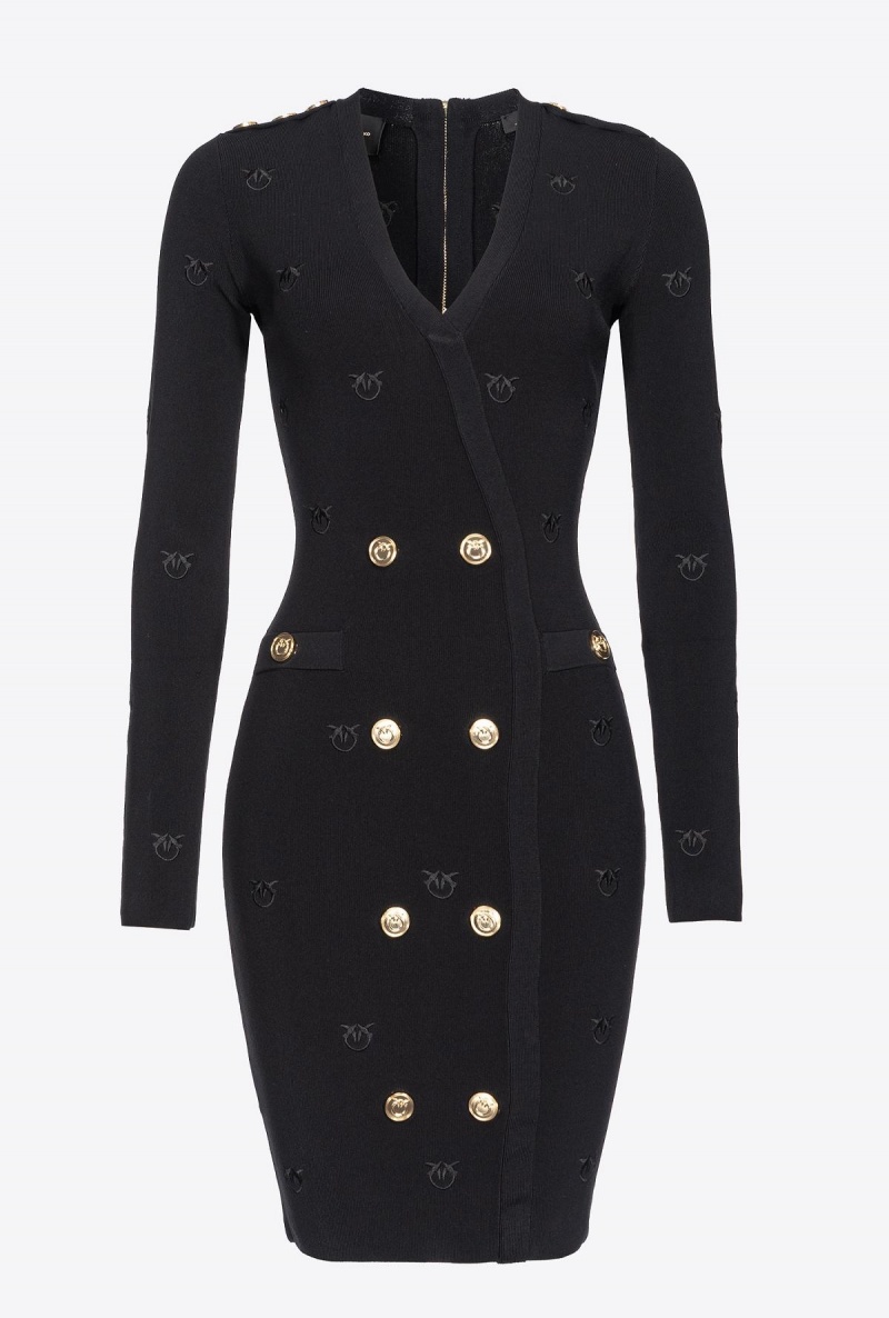 LIMO BLACK Pinko Love Birds jacquard dress | SMYVO66582