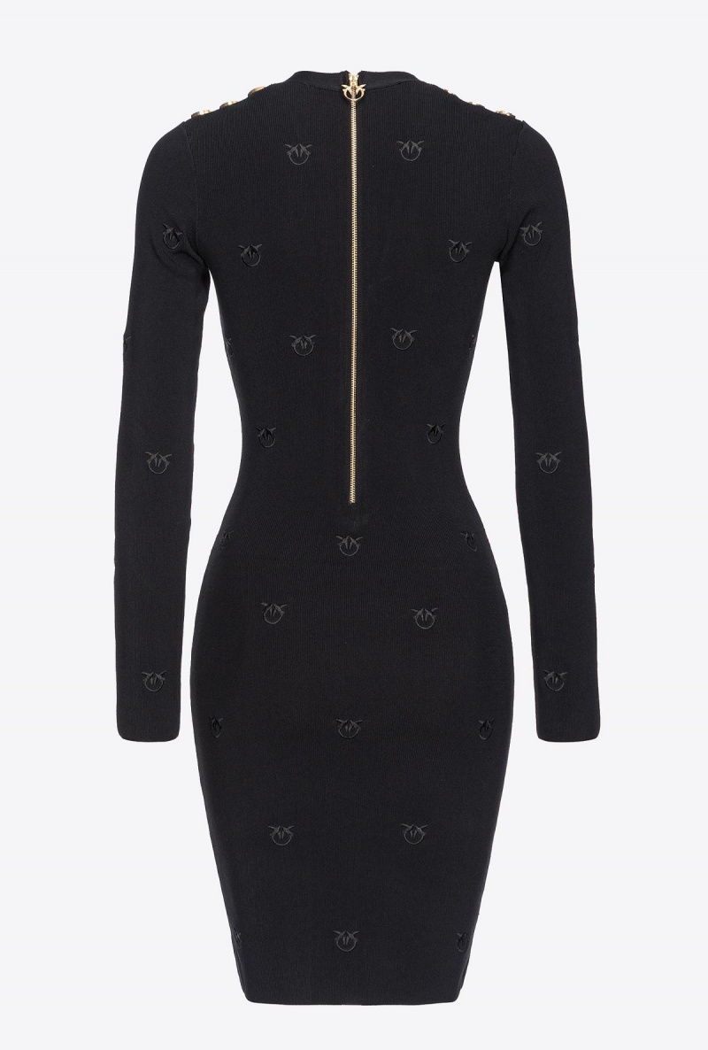 LIMO BLACK Pinko Love Birds jacquard dress | SMYVO66582