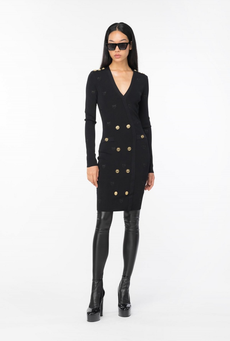 LIMO BLACK Pinko Love Birds jacquard dress | SMYVO66582