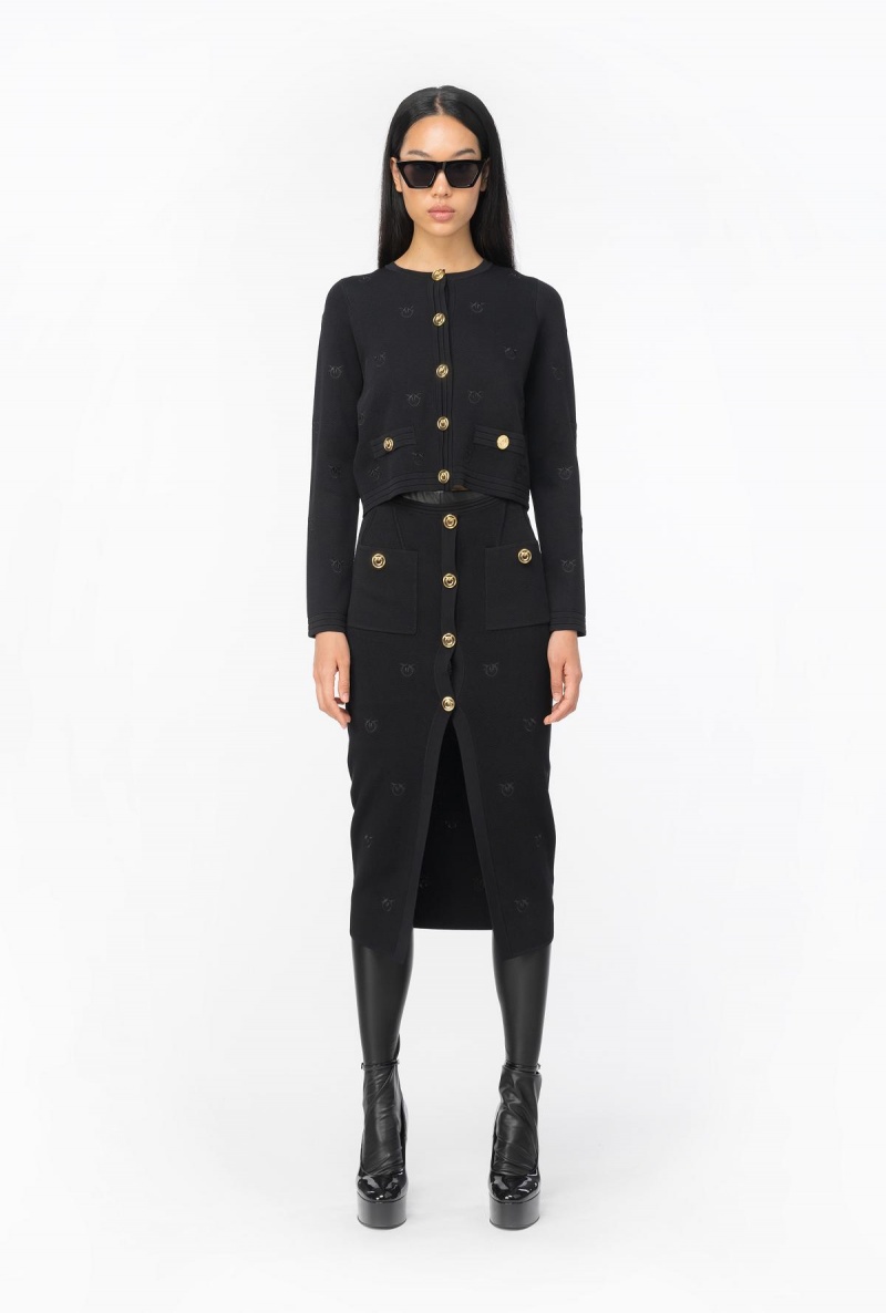 LIMO BLACK Pinko Love Birds jacquard jacket | MYQAV44746