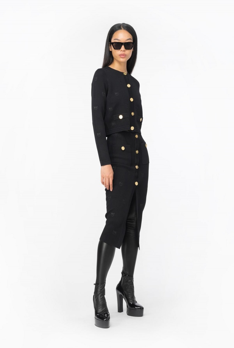 LIMO BLACK Pinko Love Birds jacquard jacket | MYQAV44746
