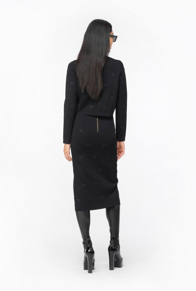 LIMO BLACK Pinko Love Birds jacquard jacket | MYQAV44746