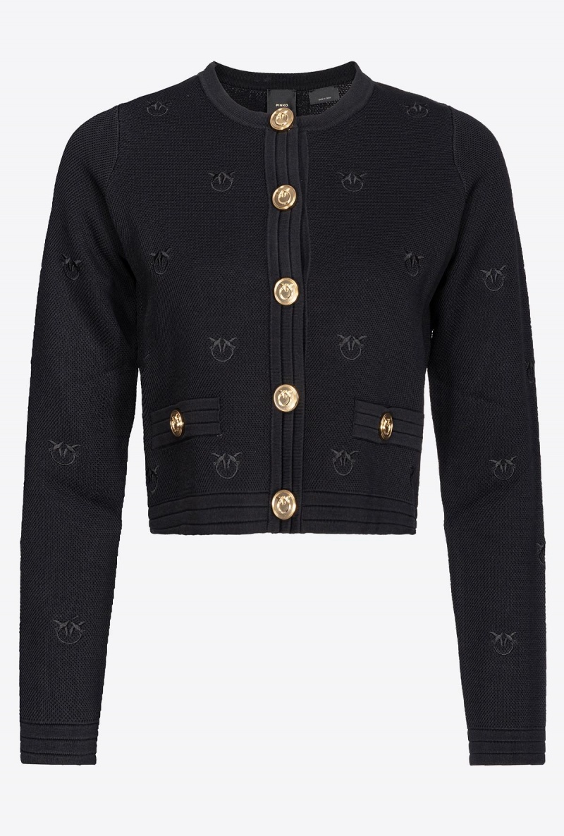 LIMO BLACK Pinko Love Birds jacquard jacket | MYQAV44746