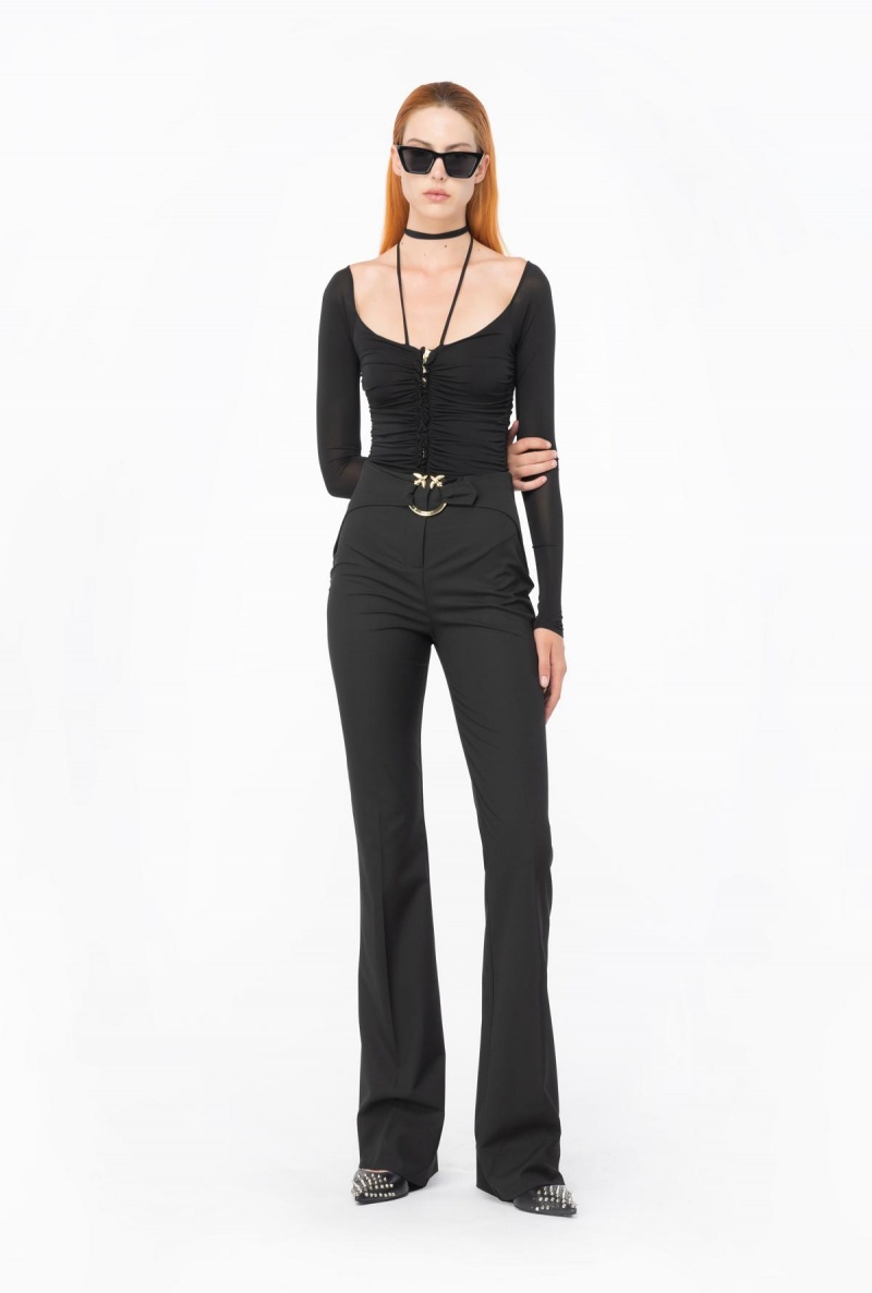 LIMO BLACK Pinko Matte crepe jersey bodysuit | MMYHR48913