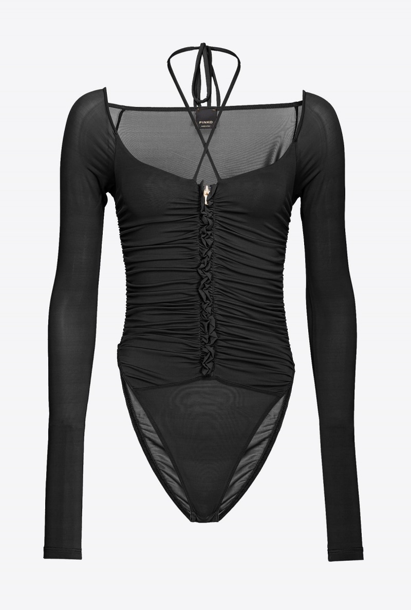 LIMO BLACK Pinko Matte crepe jersey bodysuit | MMYHR48913