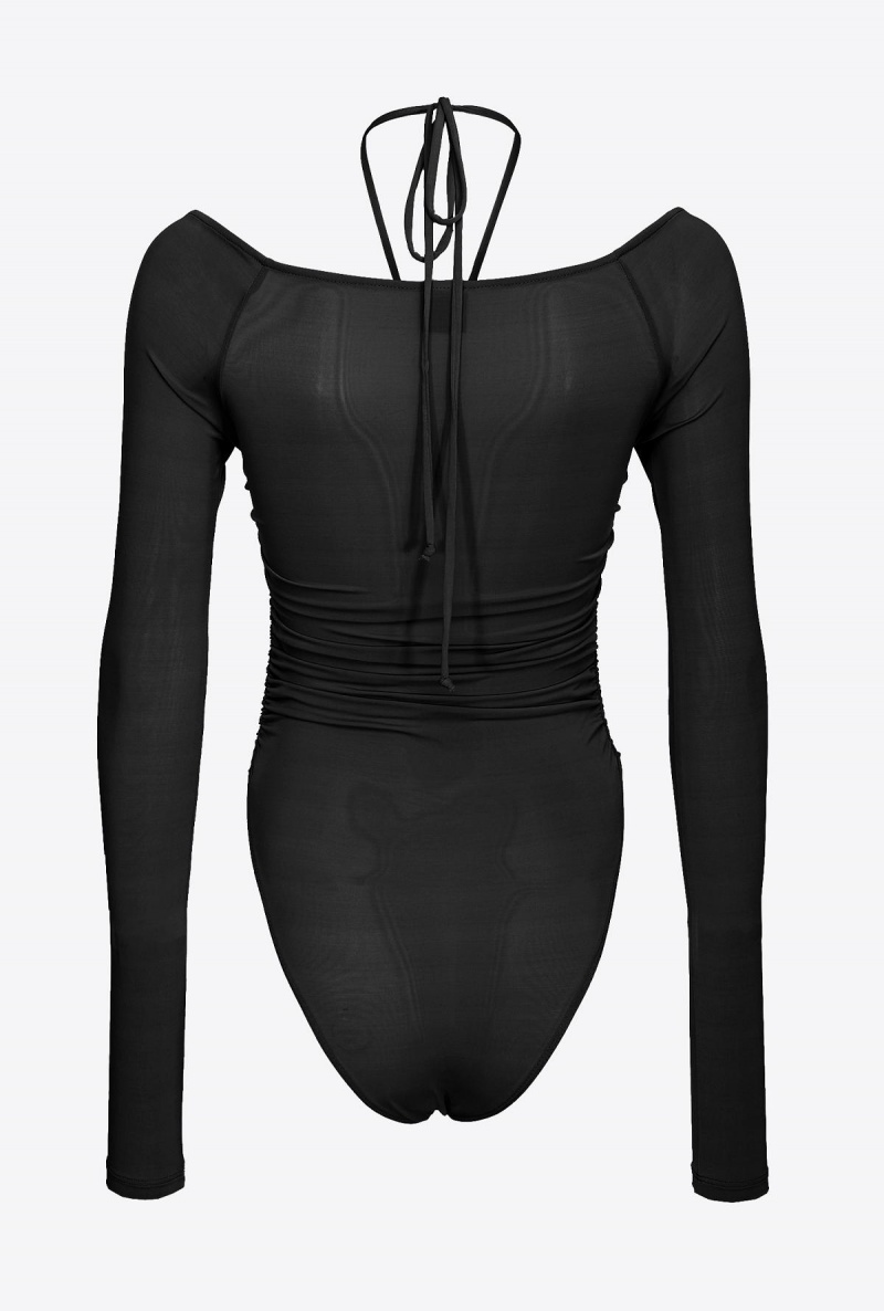 LIMO BLACK Pinko Matte crepe jersey bodysuit | MMYHR48913