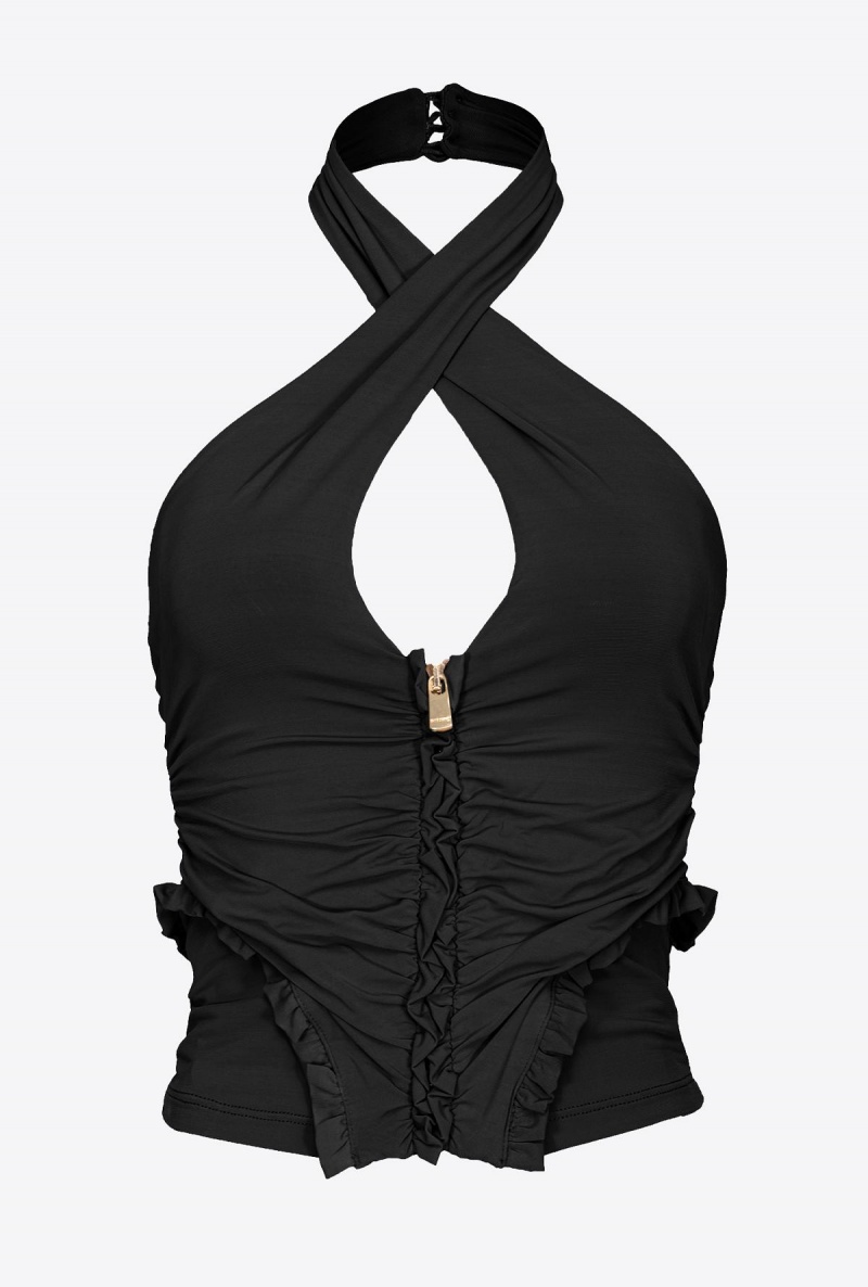 LIMO BLACK Pinko Matte crepe jersey top | MYQAV63502