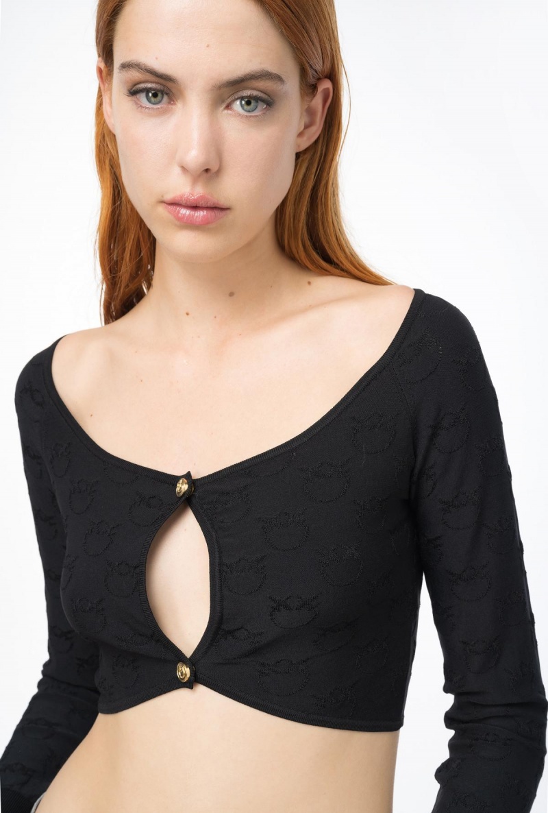 LIMO BLACK Pinko Monogram jacquard mini cardigan | AMYDF36967