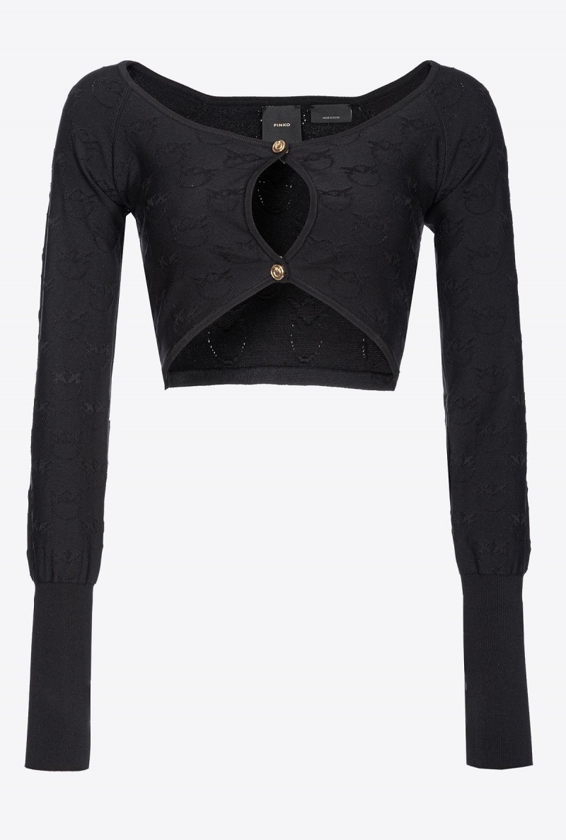 LIMO BLACK Pinko Monogram jacquard mini cardigan | AMYDF36967