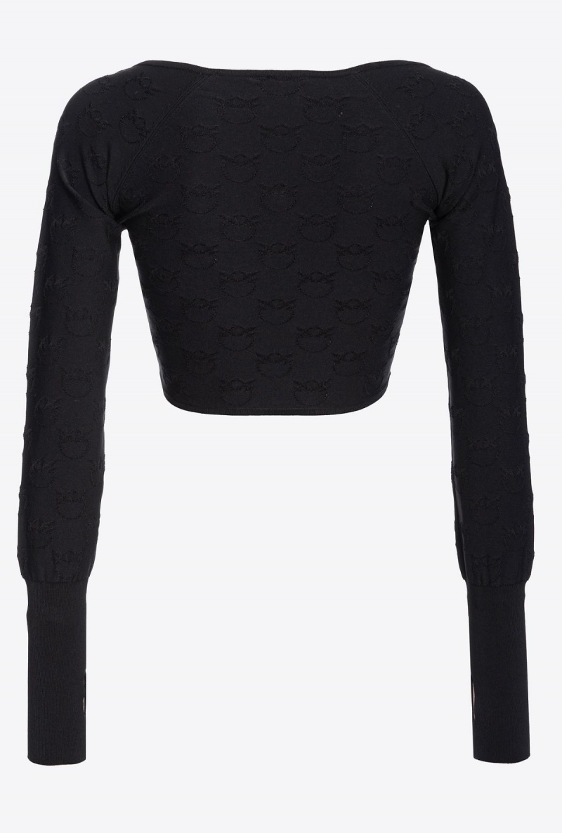 LIMO BLACK Pinko Monogram jacquard mini cardigan | AMYDF36967