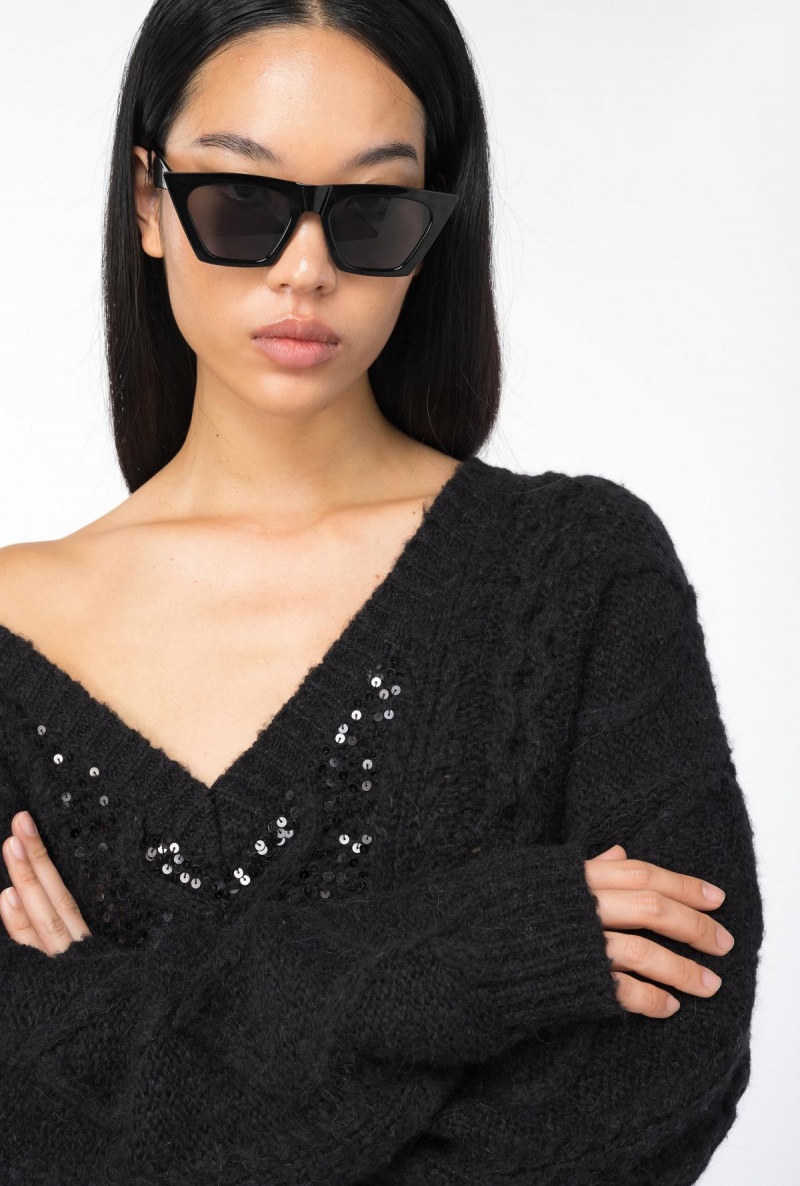 LIMO BLACK Pinko Multi cable-knit dress | PMYQX34261