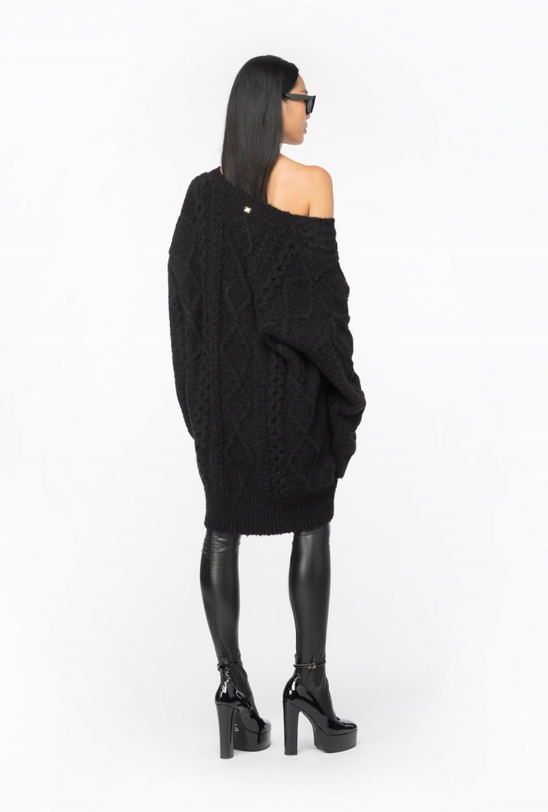 LIMO BLACK Pinko Multi cable-knit dress | PMYQX34261