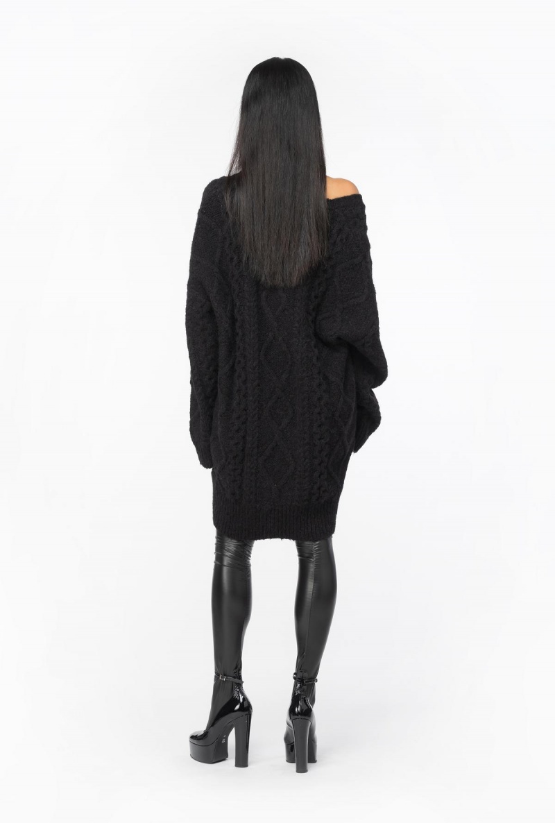 LIMO BLACK Pinko Multi cable-knit dress | PMYQX34261