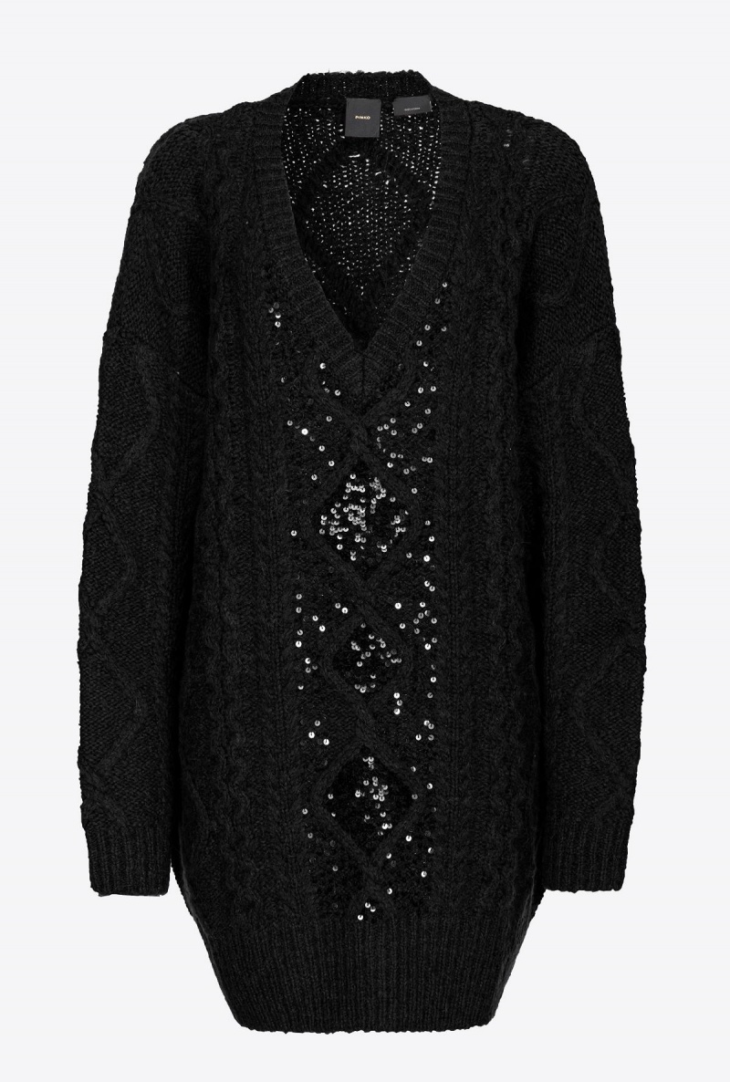 LIMO BLACK Pinko Multi cable-knit dress | PMYQX34261
