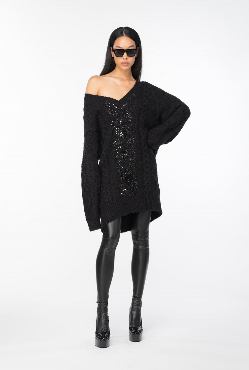 LIMO BLACK Pinko Multi cable-knit dress | PMYQX34261