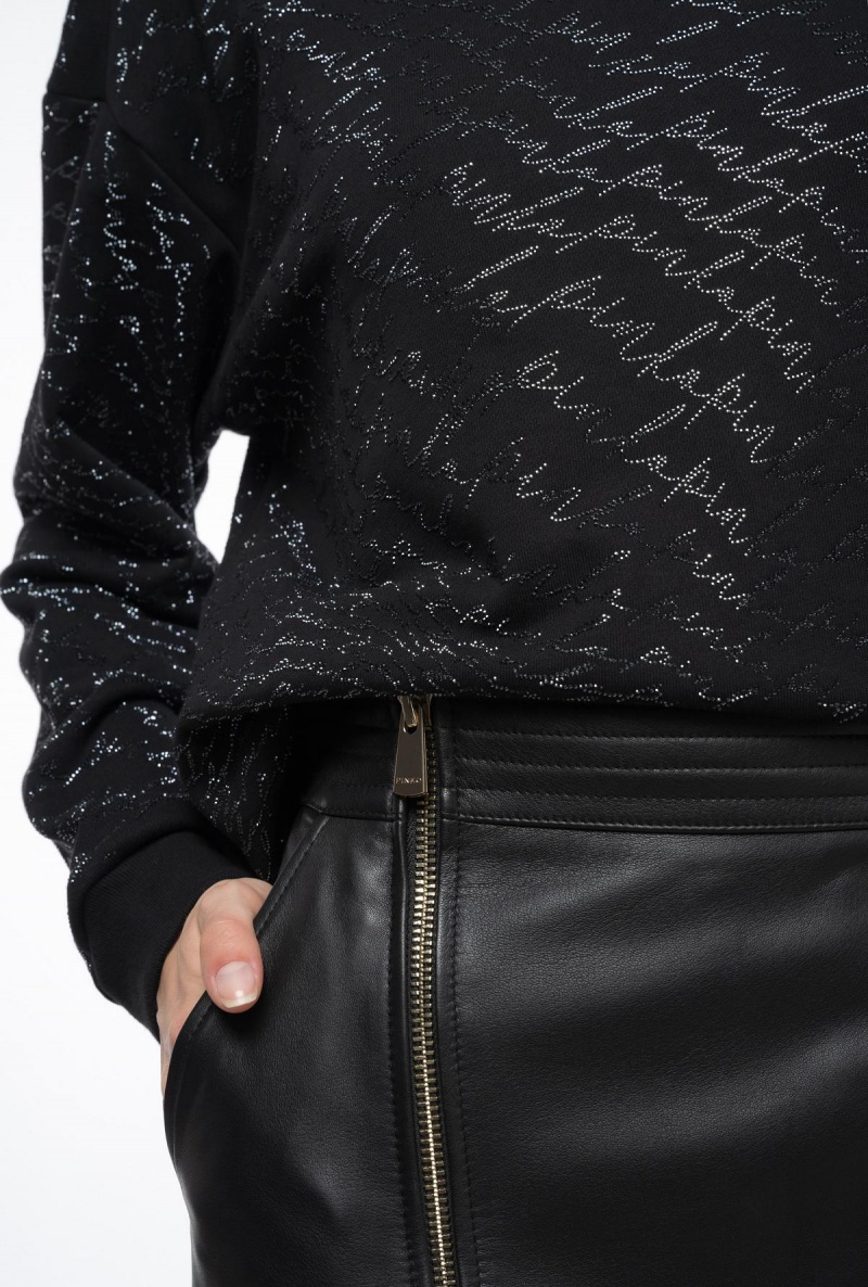 LIMO BLACK Pinko Nappa leather mini skirt with zip | MYDYB45476