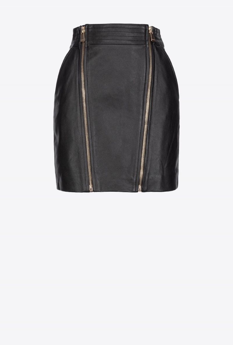LIMO BLACK Pinko Nappa leather mini skirt with zip | MYDYB45476