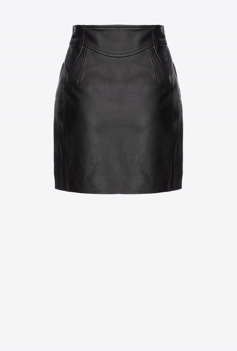 LIMO BLACK Pinko Nappa leather mini skirt with zip | MYDYB45476