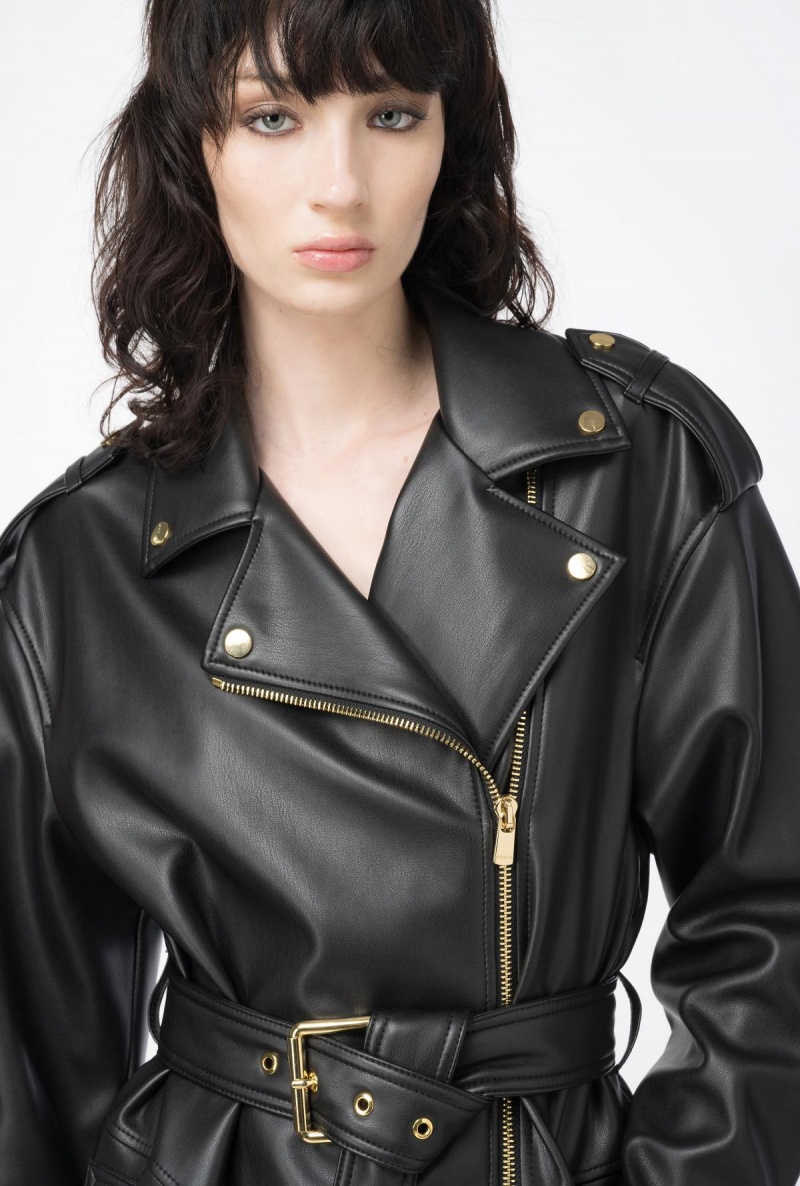 LIMO BLACK Pinko Nappa-effect trench coat | DMYVO41876
