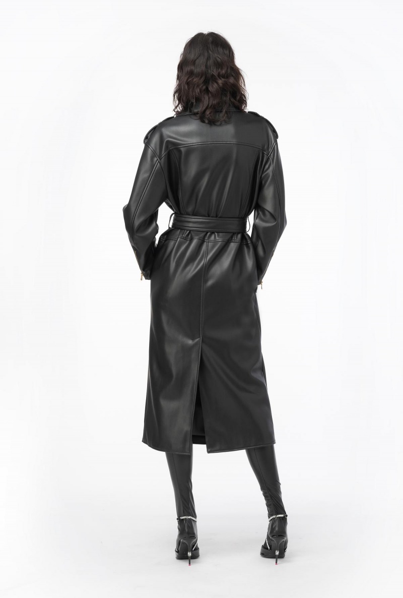 LIMO BLACK Pinko Nappa-effect trench coat | DMYVO41876