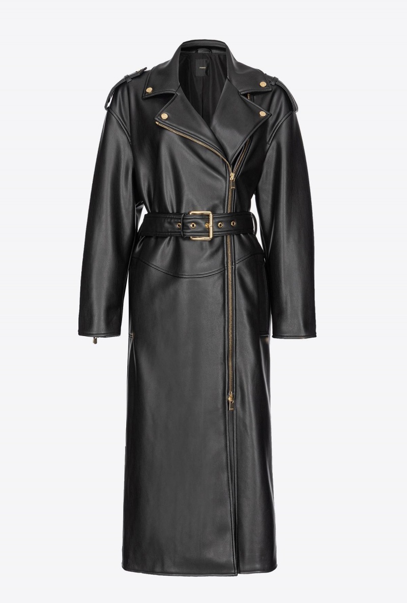 LIMO BLACK Pinko Nappa-effect trench coat | DMYVO41876