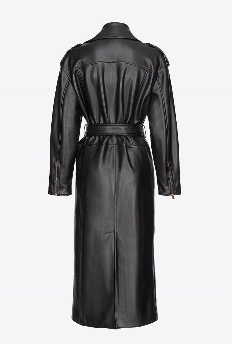 LIMO BLACK Pinko Nappa-effect trench coat | DMYVO41876