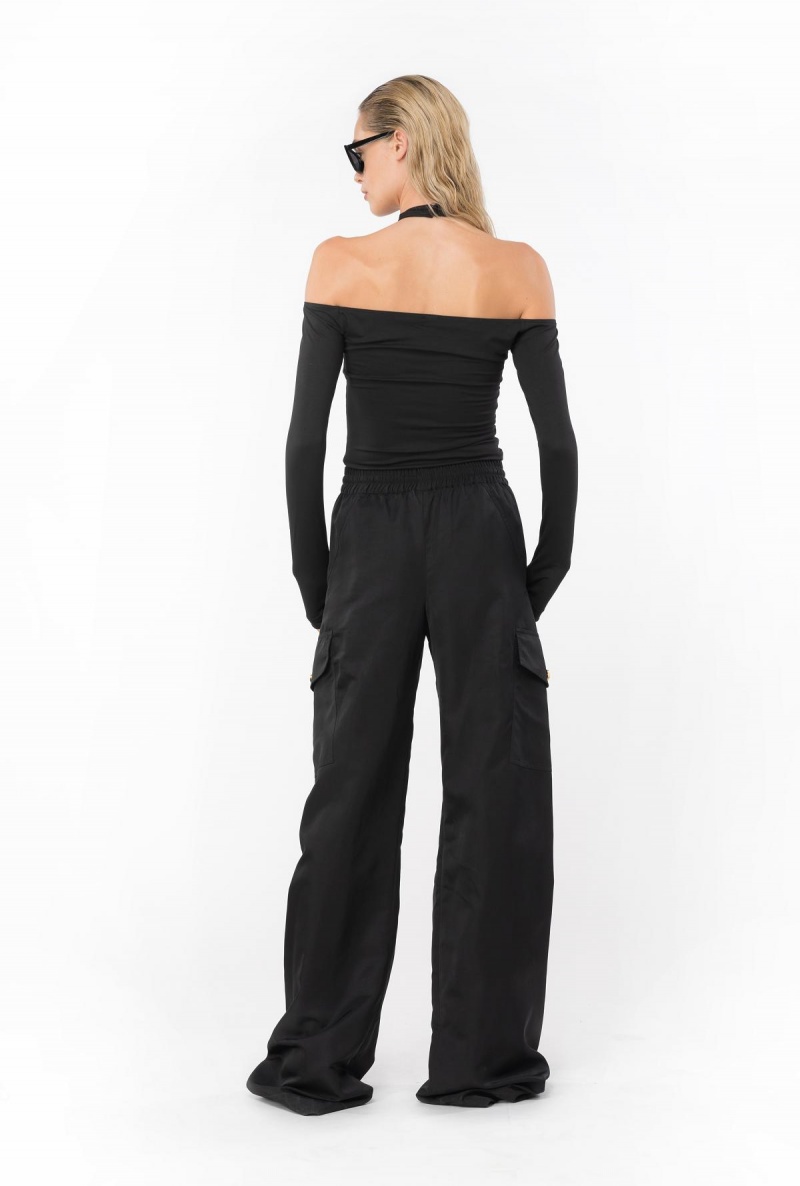 LIMO BLACK Pinko Off-the-shoulder top with neck fastening | AMYDF74600