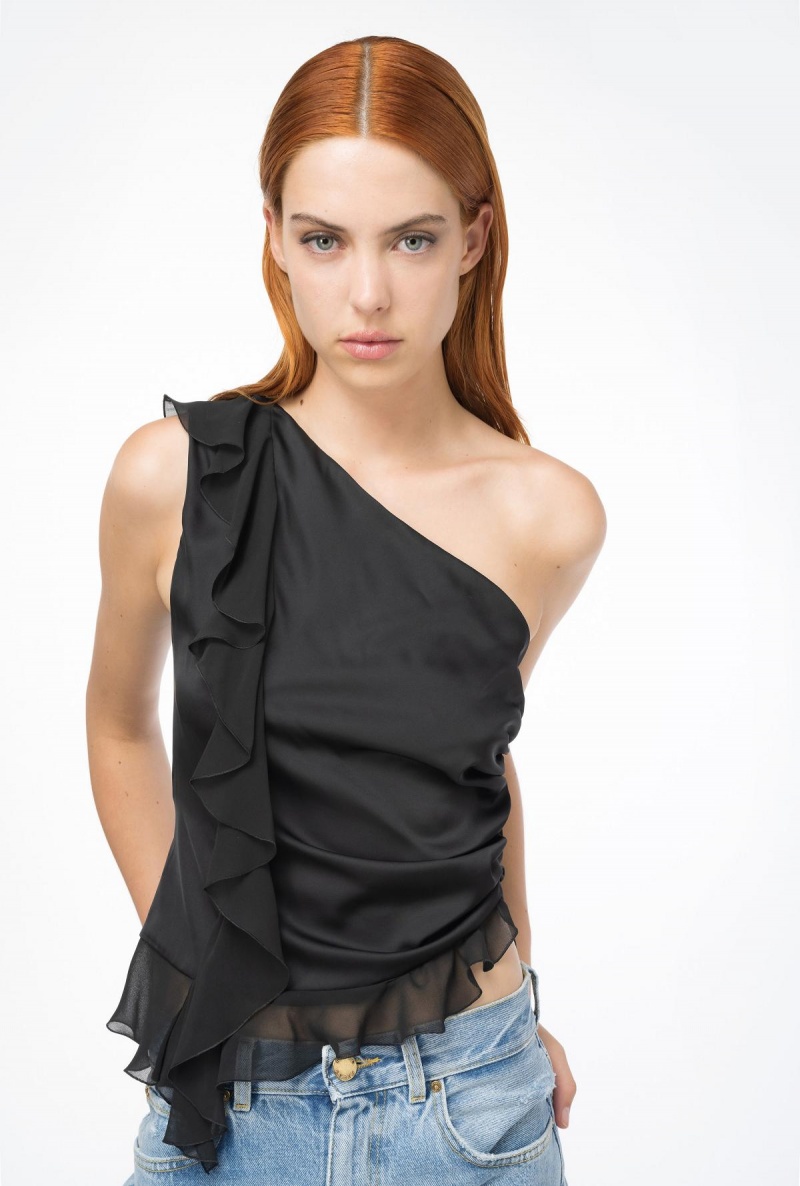 LIMO BLACK Pinko One-shoulder top with ruffle | EMYHC10699