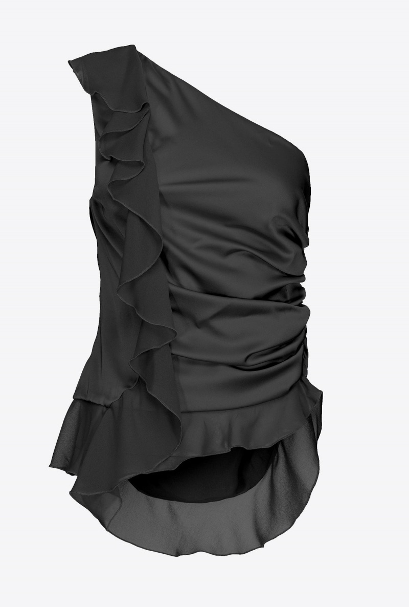 LIMO BLACK Pinko One-shoulder top with ruffle | EMYHC10699