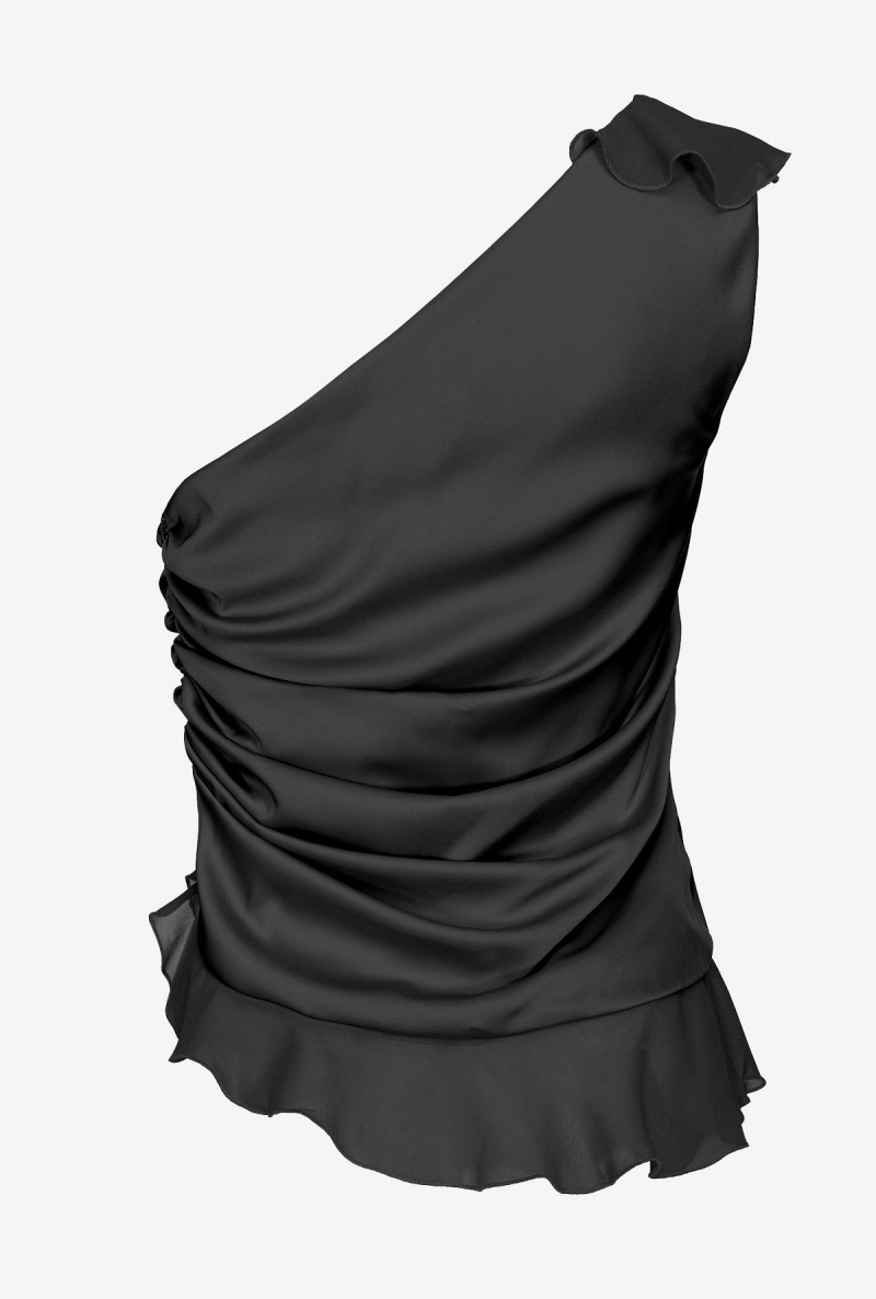 LIMO BLACK Pinko One-shoulder top with ruffle | EMYHC10699