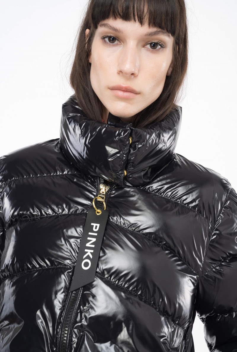 LIMO BLACK Pinko Padded crystal nylon pea jacket | MYDFL19327