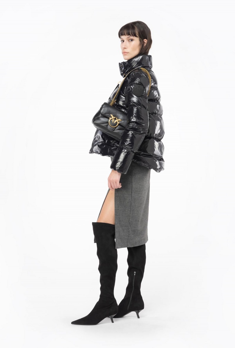 LIMO BLACK Pinko Padded crystal nylon pea jacket | MYDFL19327