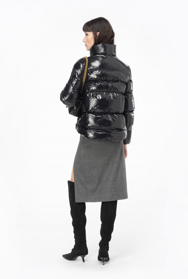 LIMO BLACK Pinko Padded crystal nylon pea jacket | MYDFL19327