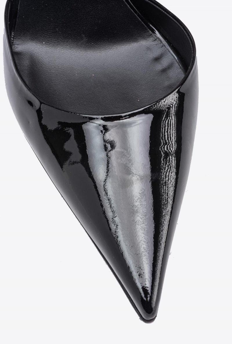 LIMO BLACK Pinko Patent leather slingback shoes with rhinestones | QMYWA55263