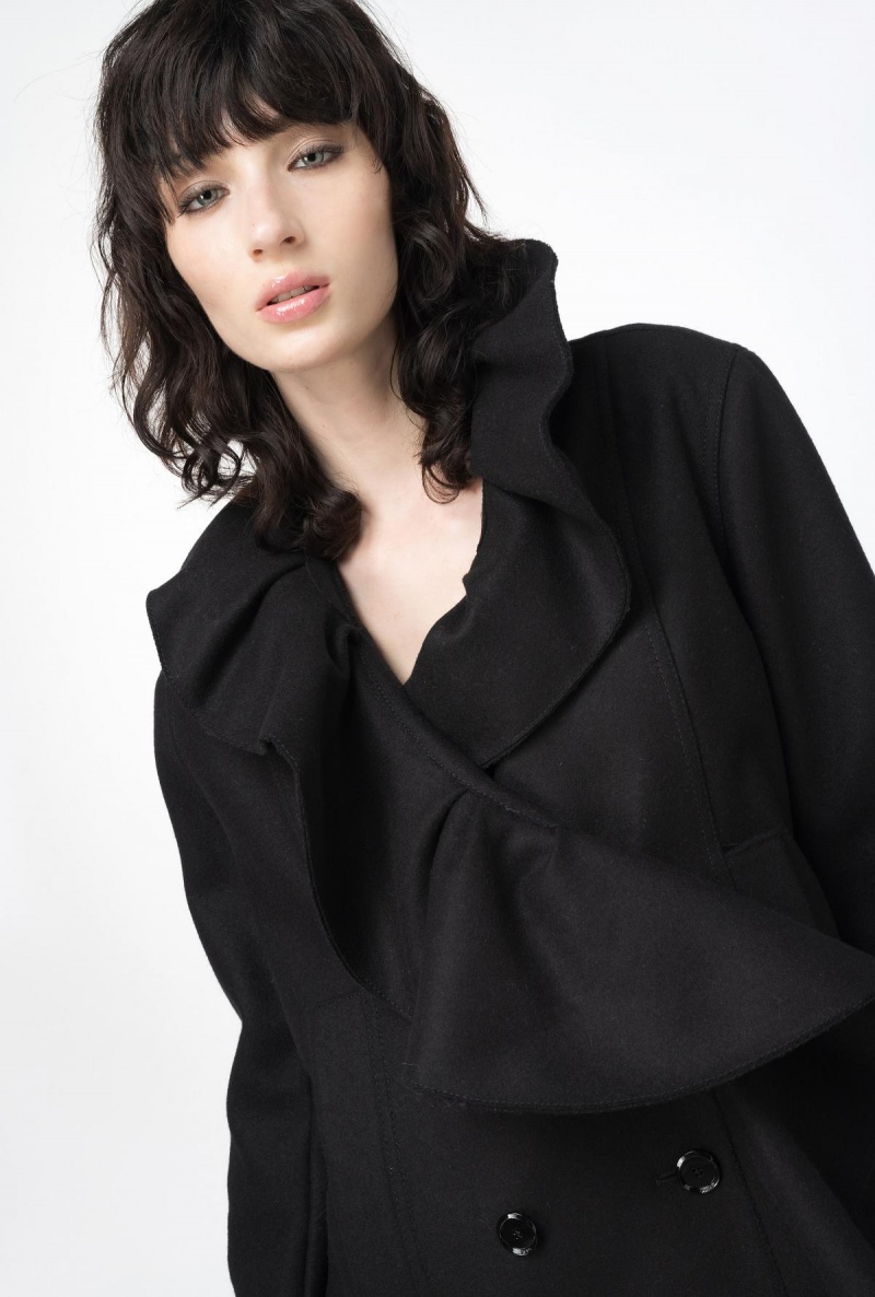 LIMO BLACK Pinko Pea coat with large ruching | LMYTR99839