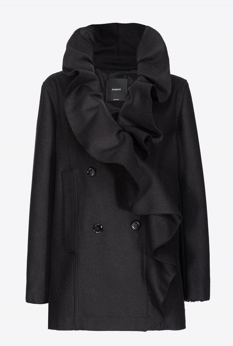 LIMO BLACK Pinko Pea coat with large ruching | LMYTR99839