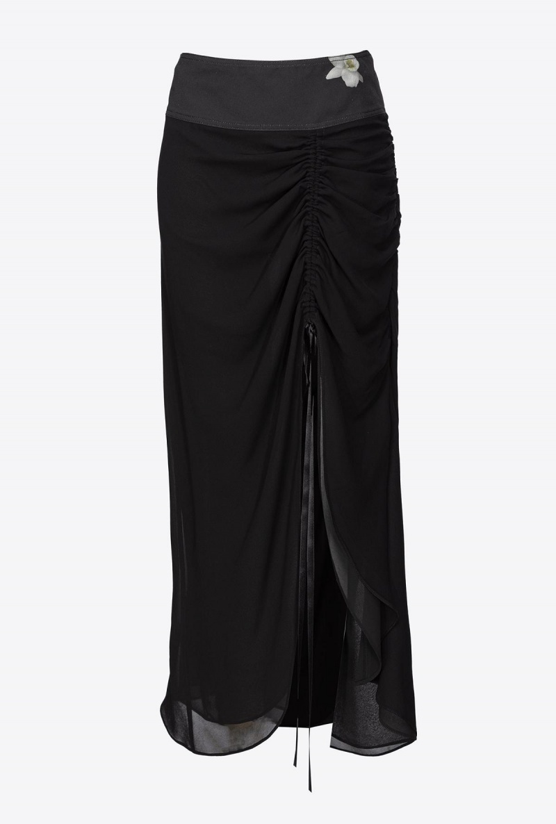 LIMO BLACK Pinko Reimagine georgette midi skirt by Patrick McDowell | EMYHC55196