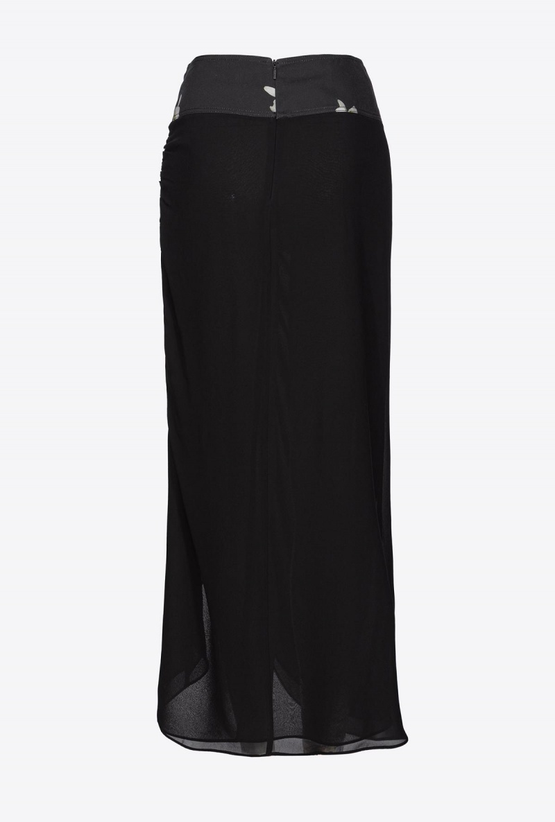 LIMO BLACK Pinko Reimagine georgette midi skirt by Patrick McDowell | EMYHC55196