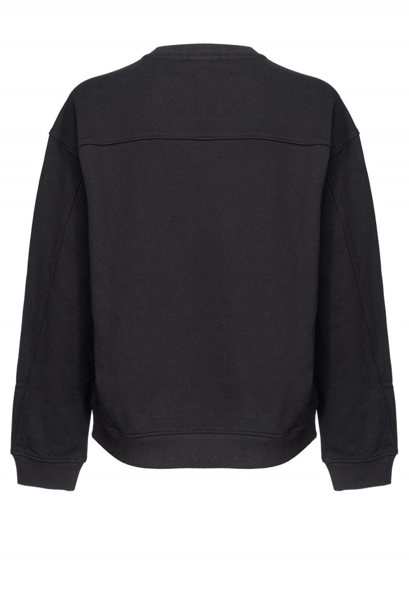 LIMO BLACK Pinko Rhinestone logo sweatshirt | TMYPQ75422