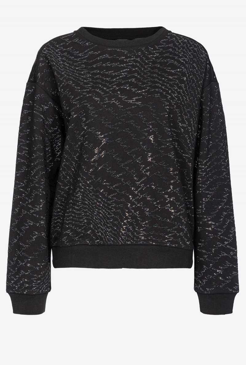 LIMO BLACK Pinko Rhinestoned sweatshirt with fluid logo | MYJBT29968