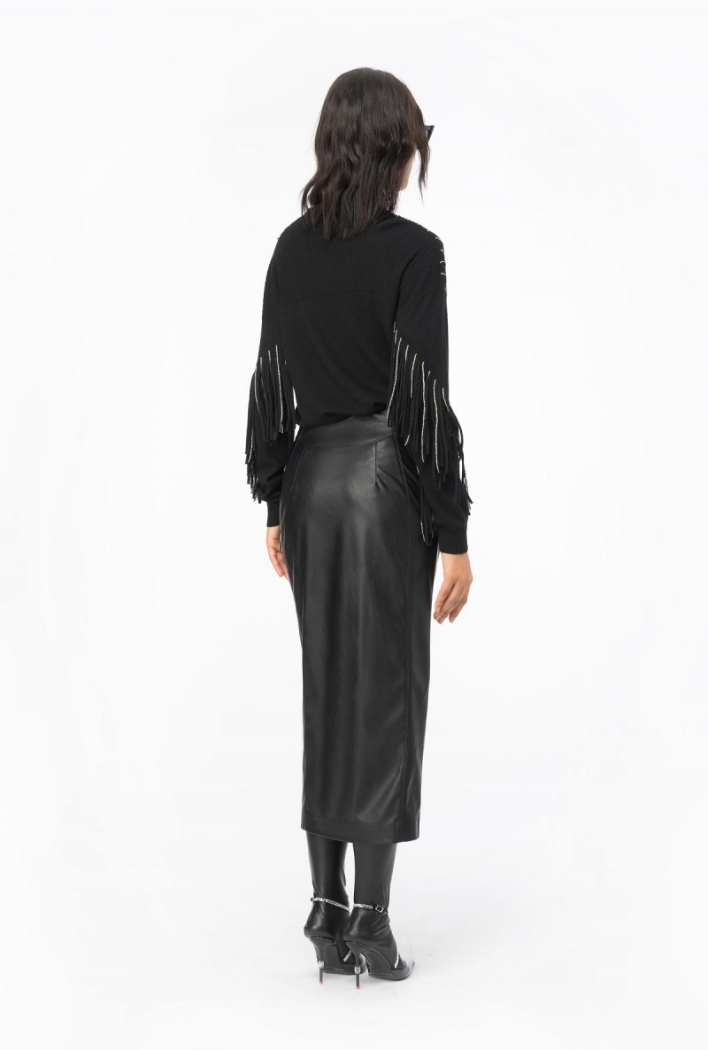 LIMO BLACK Pinko Rhinestone-fringe pullover | MYQAV85044