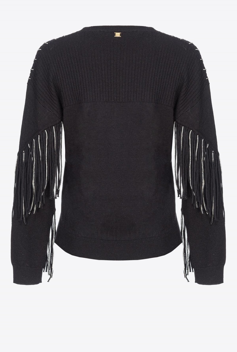 LIMO BLACK Pinko Rhinestone-fringe pullover | MYQAV85044